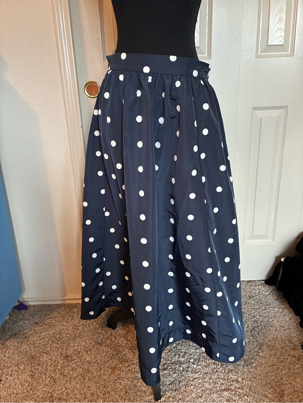 Old Navy Navy Blue Maxi Skirt with White Polka Dots